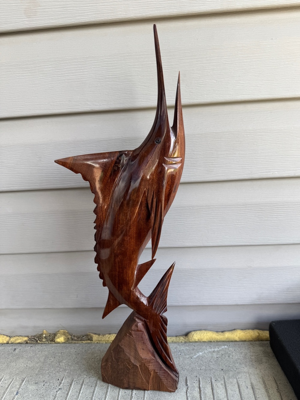 Hand-Carved Wooden Marlin Sculpture Fish.